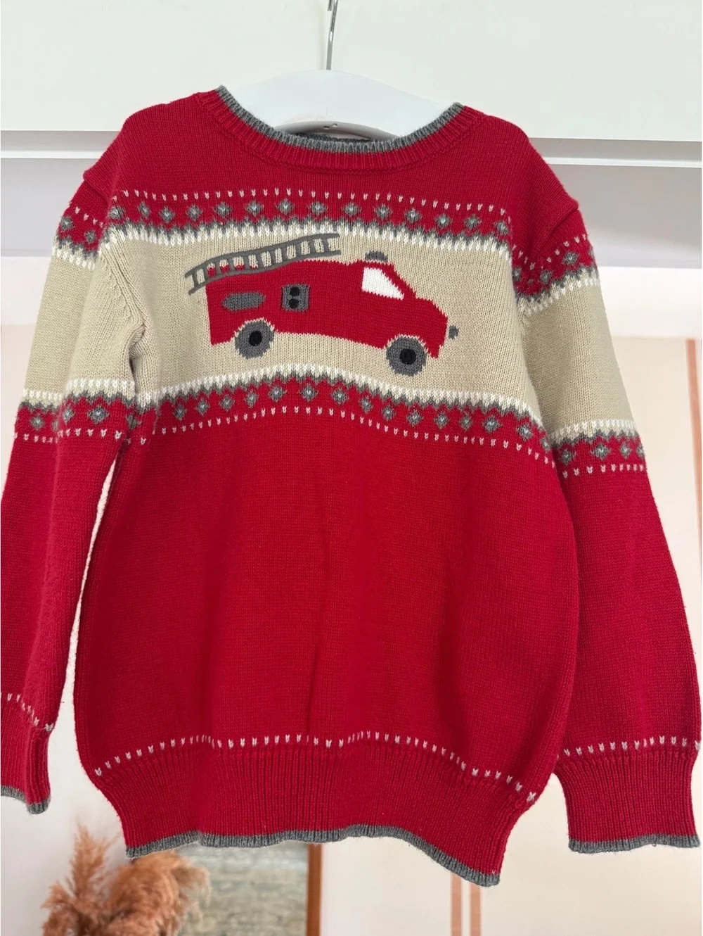 Gymboree Fire Truck Sweater Sz 3T EUC